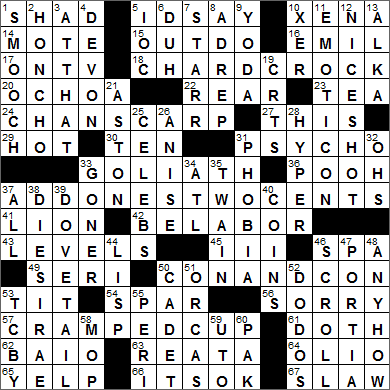 Monday, November 1, 1999 NYT crossword by Robert Frank