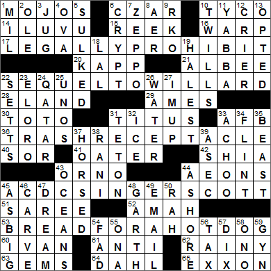 LA Times Crossword Answers 14 May 15, Thursday