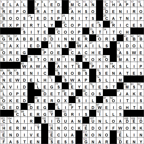 LA Times Crossword Solution 14 Aug 16