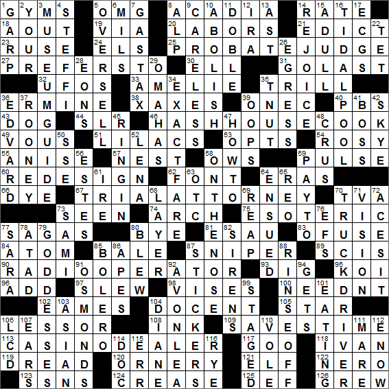 LA Times Crossword Solution 4 Sep 16