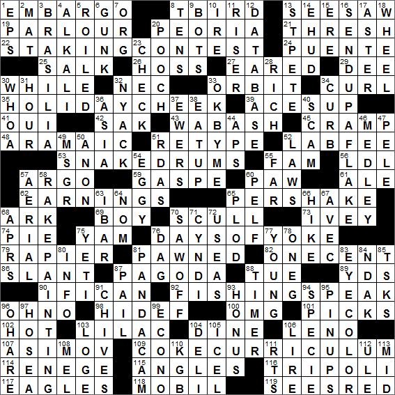 LA Times Crossword Solution 11 Sep 16