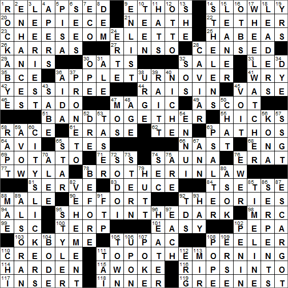 LA Times Crossword Solution 9 Oct 16
