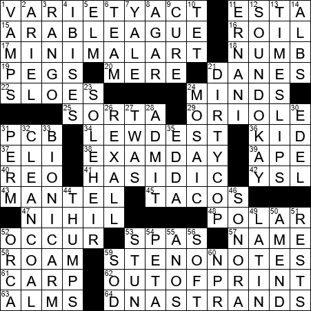 Reactionary #39 60s genre crossword clue Archives LAXCrossword com