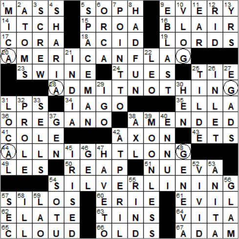 LA Times Crossword Solution 16 May 18 