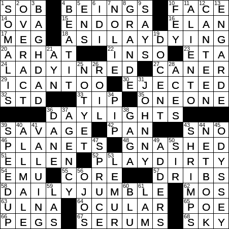 La Times Crossword 14 Aug 19 Wednesday Laxcrossword Com