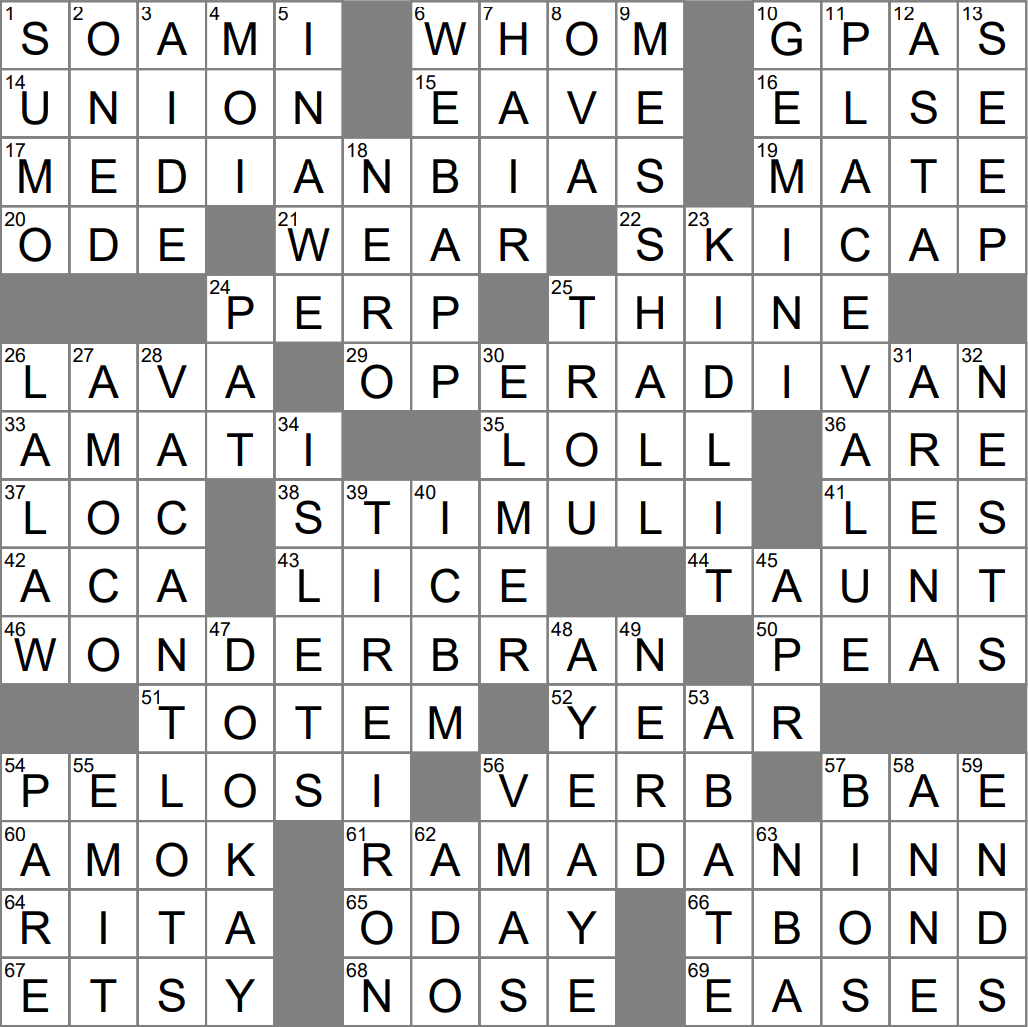 NYTimes crossword answer: “Pair of pants?” - The New York Times