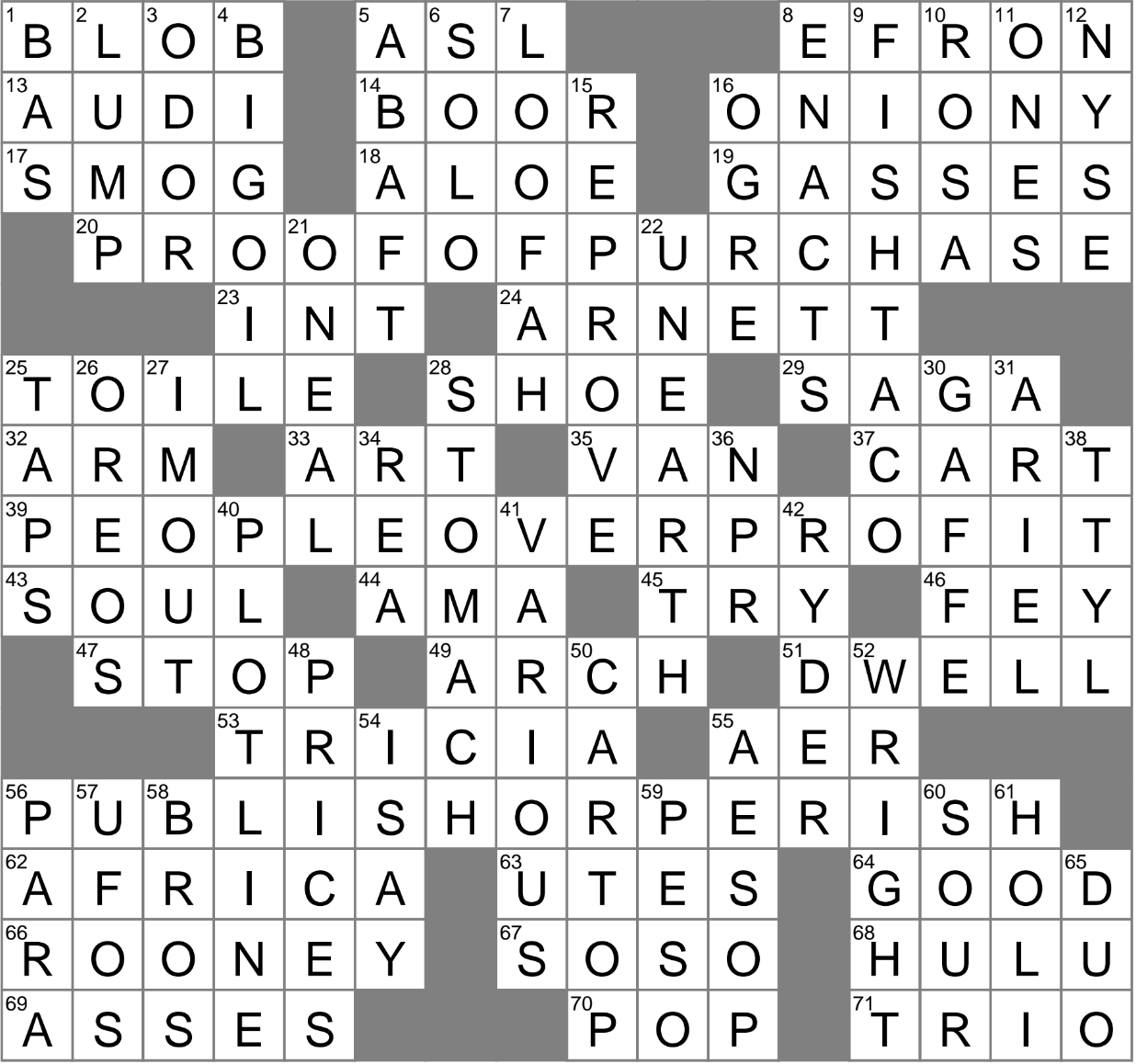 LA Times Crossword 31 Jan 23 Tuesday LAXCrossword com