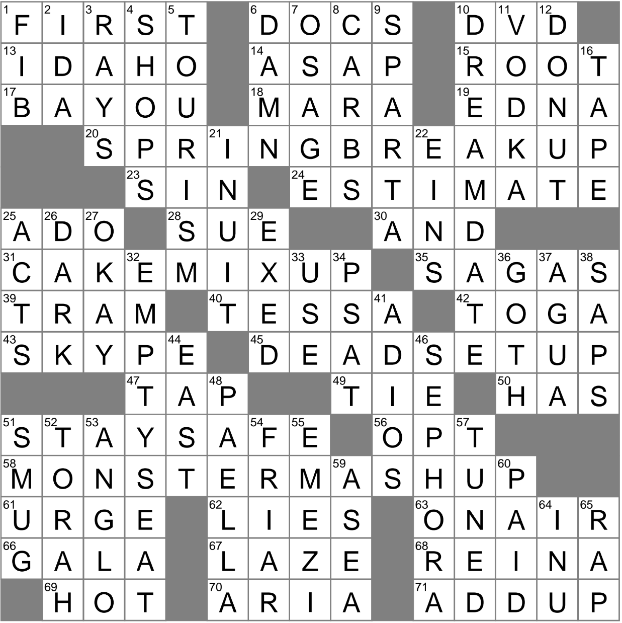 In the lead crossword clue Archives LAXCrossword com