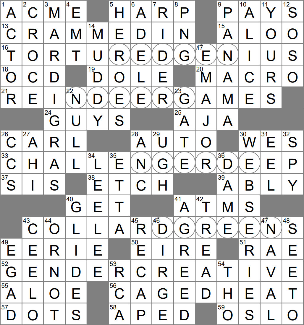 Los Angeles Times Crossword Wednesday 1 March 2023 