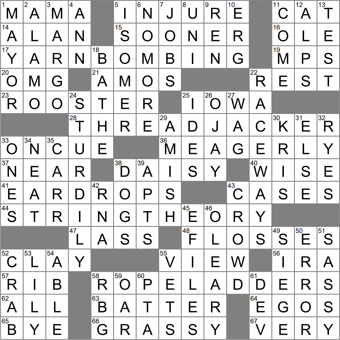 LA Times Crossword 1 May 23 Monday LAXCrossword com