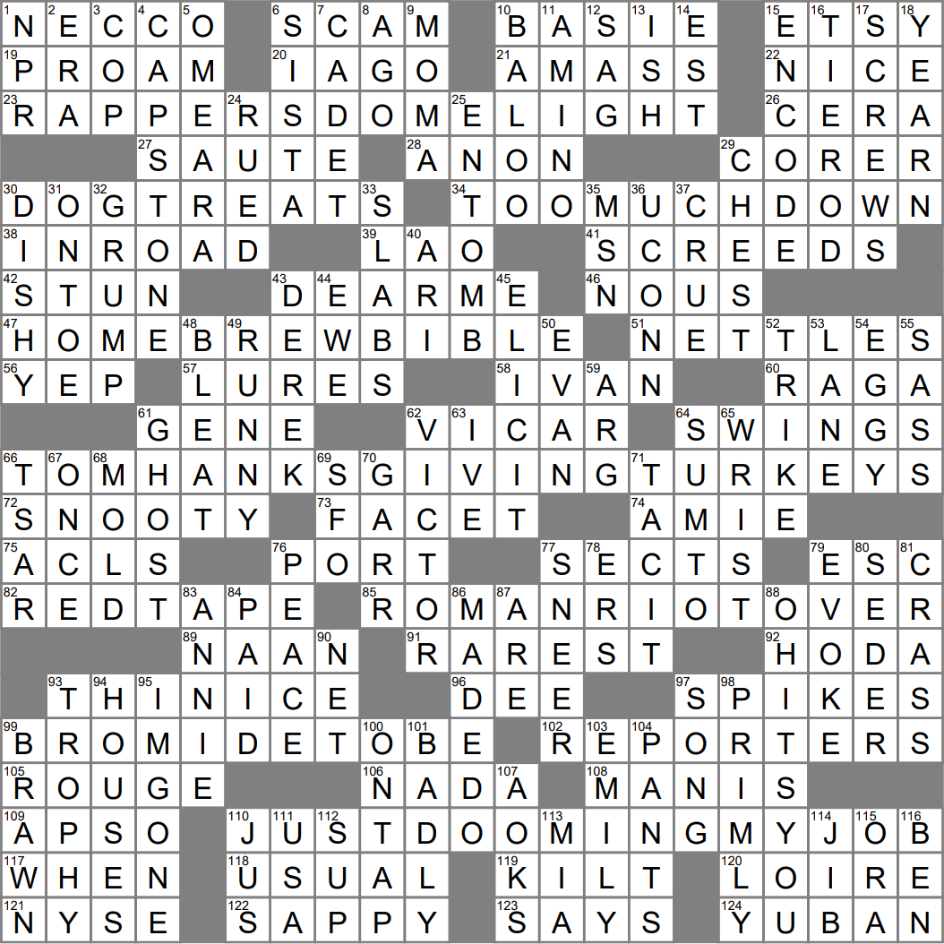 Los Angeles Times Crossword Sunday 7 May 2023 