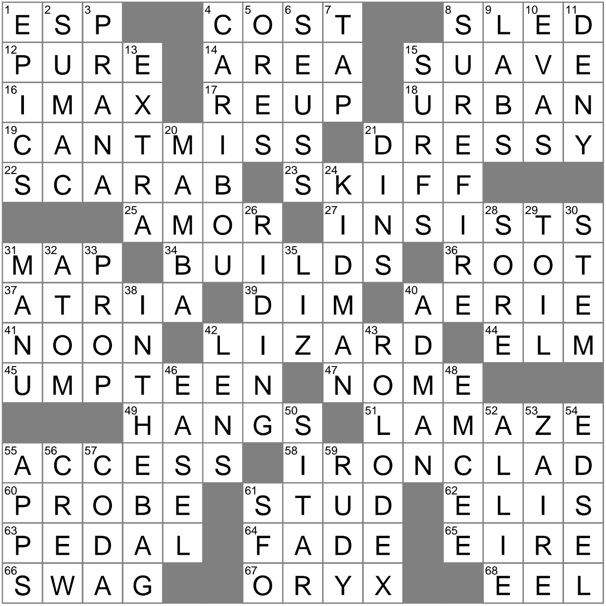 Crossword Solutions - The Reader