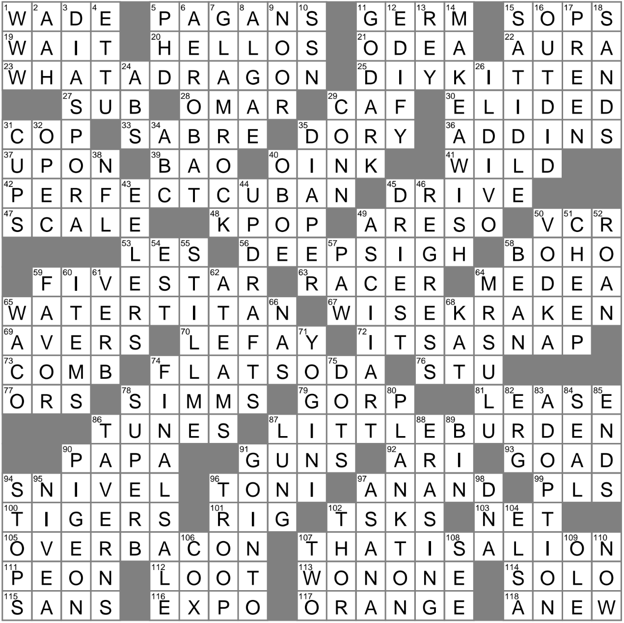 LA Times Crossword 23 Feb 20, Sunday 