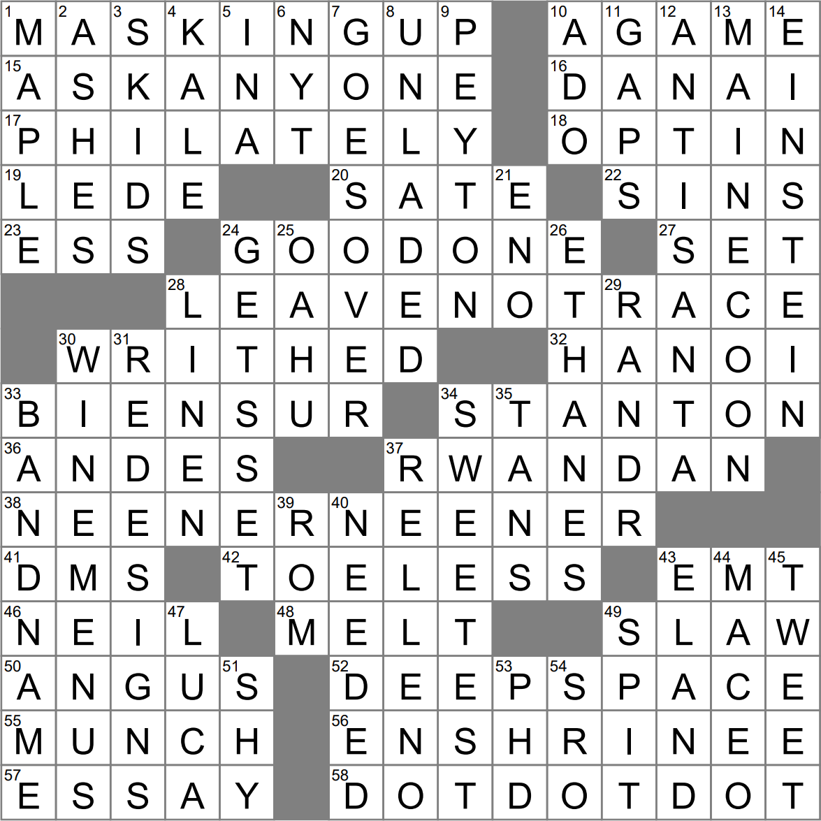 LA Times Crossword 20 May 23 Saturday LAXCrossword com