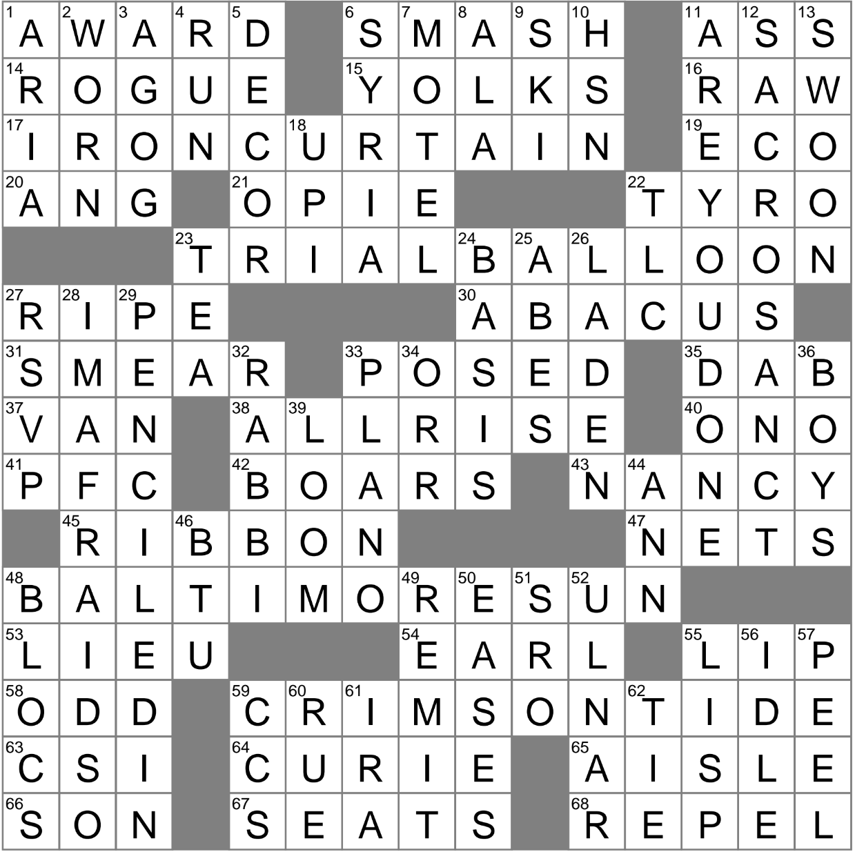 LA Times Crossword 15 May 23 Monday LAXCrossword com