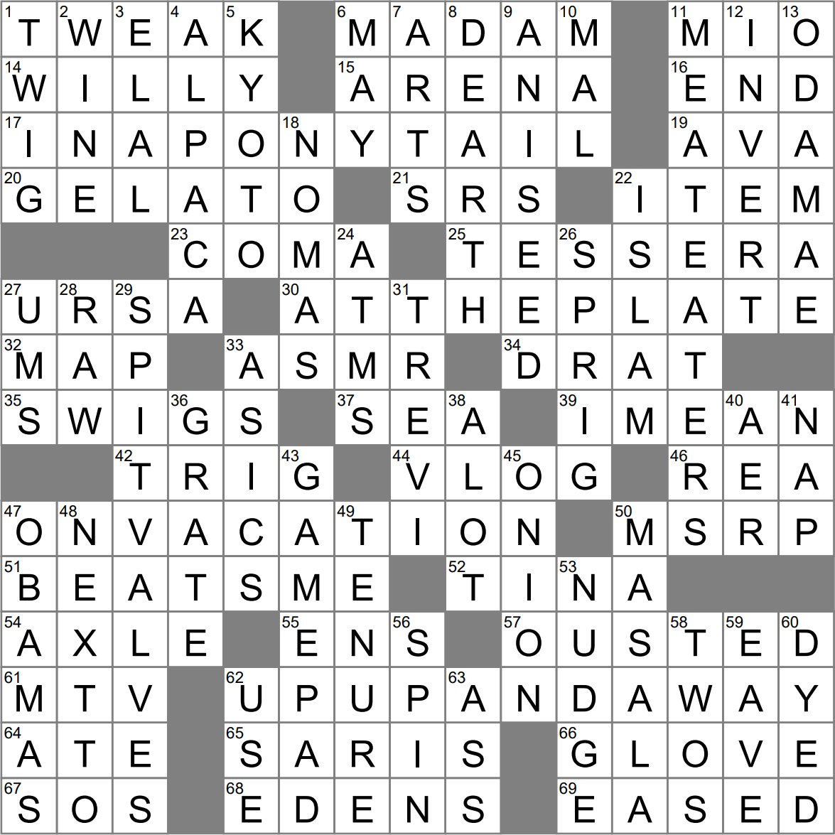 La Times Crossword 7 Aug 23 Monday