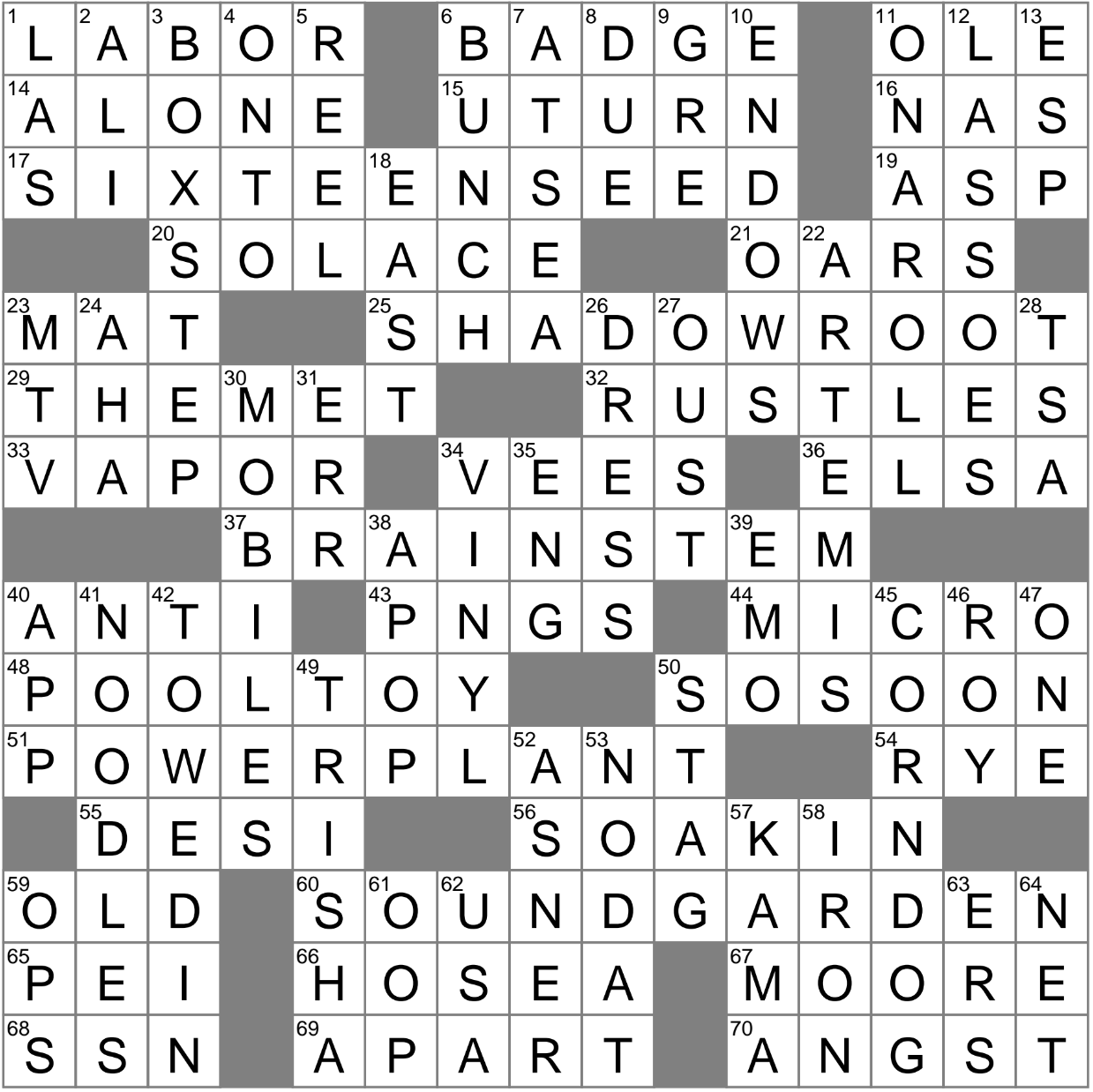 Crossword, Oct. 13, Puzzles
