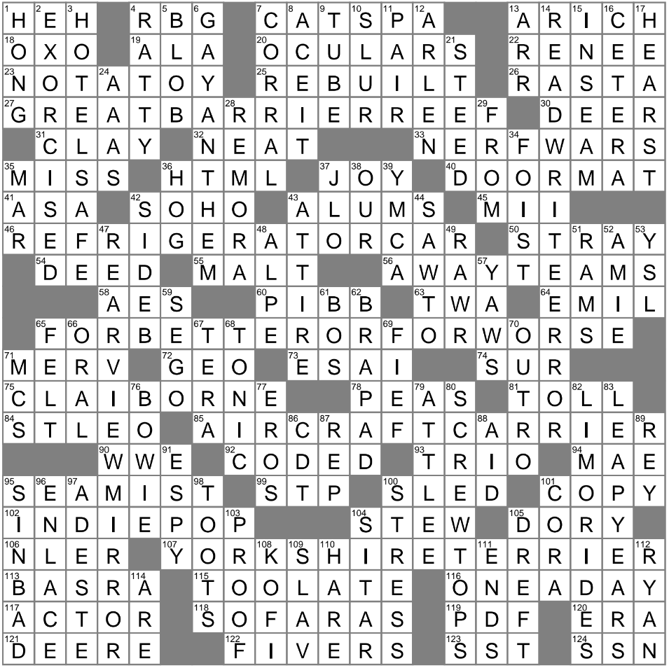 La Times Crossword 22 Oct 23 Sunday
