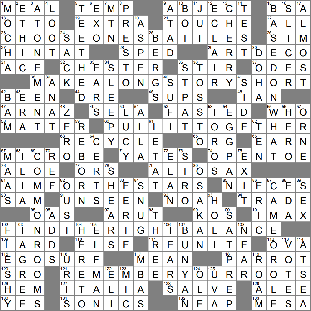Monday, August 25, 2014 NYT crossword by Greg Johnson