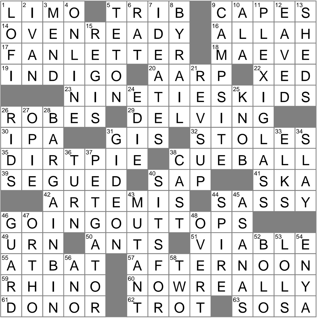 LA Times Crossword 6 Jan 24 Saturday LAXCrossword com
